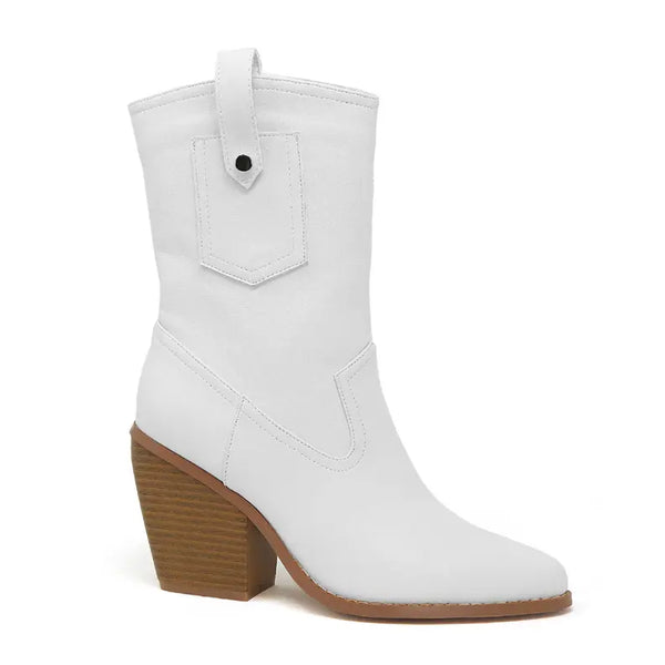 Yoki Womens mid calf pocket cowboy Western Boots Yoki Fashion