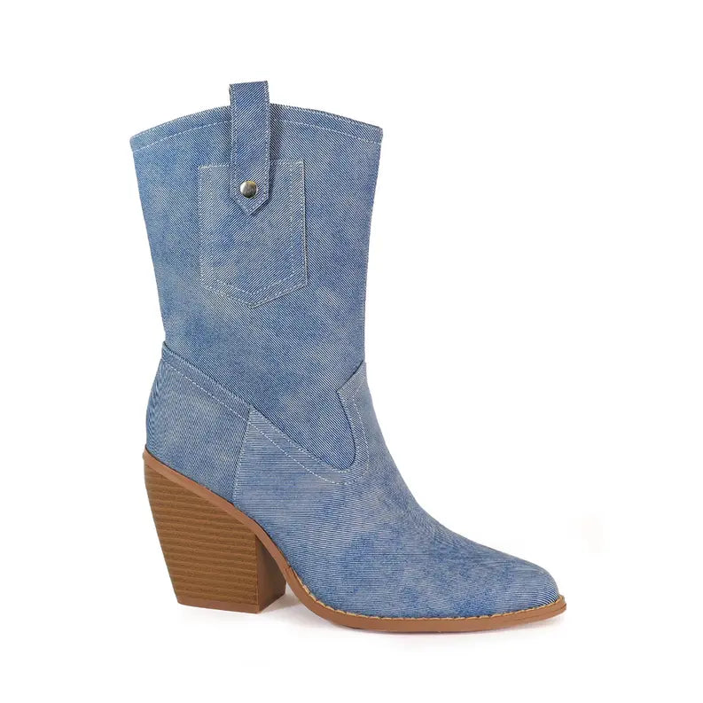 Yoki Womens mid calf pocket cowboy Western Boots Yoki Fashion