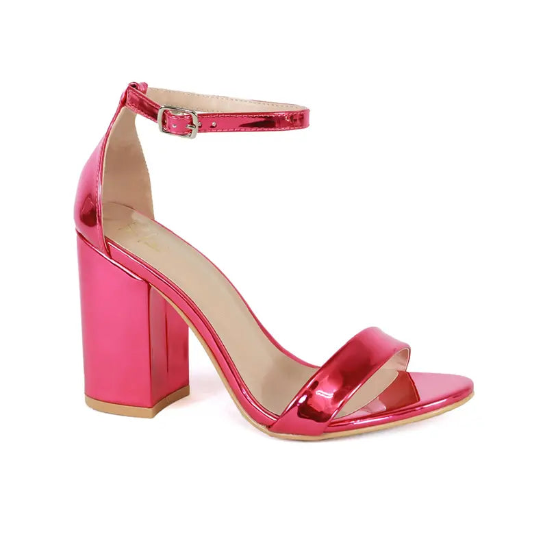 Yoki Womens single Basic Strap Metallic Casual High Heels Yoki Fashion