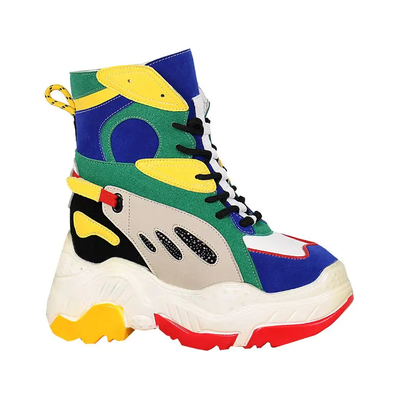 Yoki womens UNICE Holiday HIGH TOP MULTI COLOR SNEAKERS Yoki Fashion