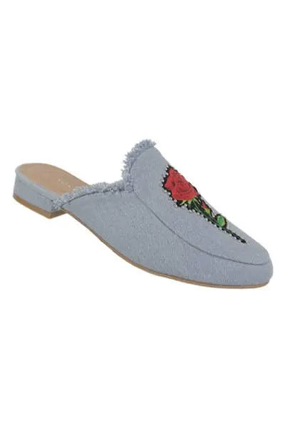 Yoki womens WILLAS-71 DENIM FLATS Mule SHOES Yoki Fashion