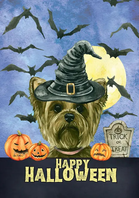 Yorkie - Hippie Hound Studio Best of Breed Halloween House and Garden Flag Best of Breed
