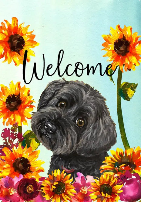 Yorkiepoo - Hippie Hound Studios Welcome Garden Flag Best of Breed
