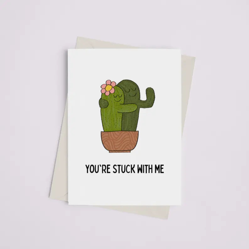 You're Stuck with Me - Greeting Card Black Cat Bazaar