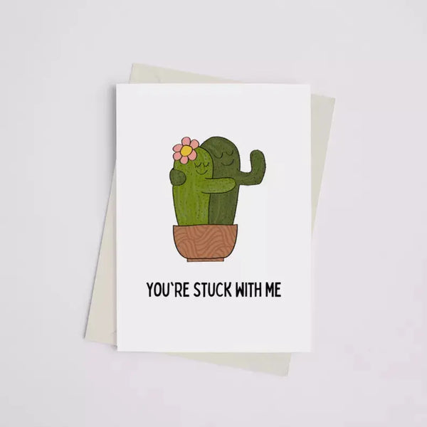 You're Stuck with Me - Greeting Card Black Cat Bazaar