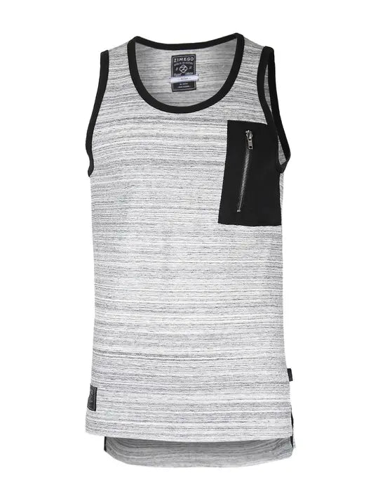 ZIMEGO Hiphop Zipper Pocket Side Slit Longline Tall Tank Top Zimego Apparel