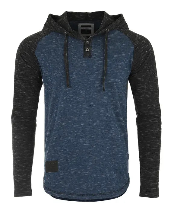 ZIMEGO Men's Hoodie Pullover Sweatshirt Long Sleeve Athletic Casual Active Hip Hop Button Raglan Henley Shirt Hooded Top Zimego Apparel