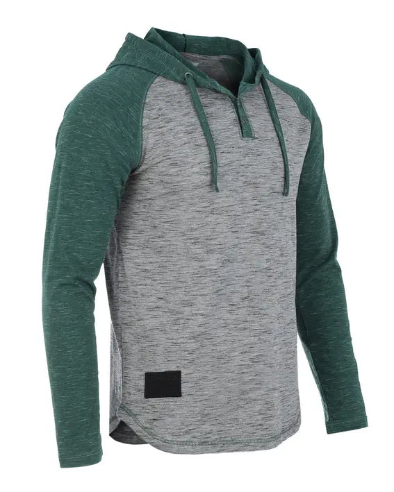ZIMEGO Men's Hoodie Pullover Sweatshirt Long Sleeve Athletic Casual Active Hip Hop Button Raglan Henley Shirt Hooded Top Zimego Apparel