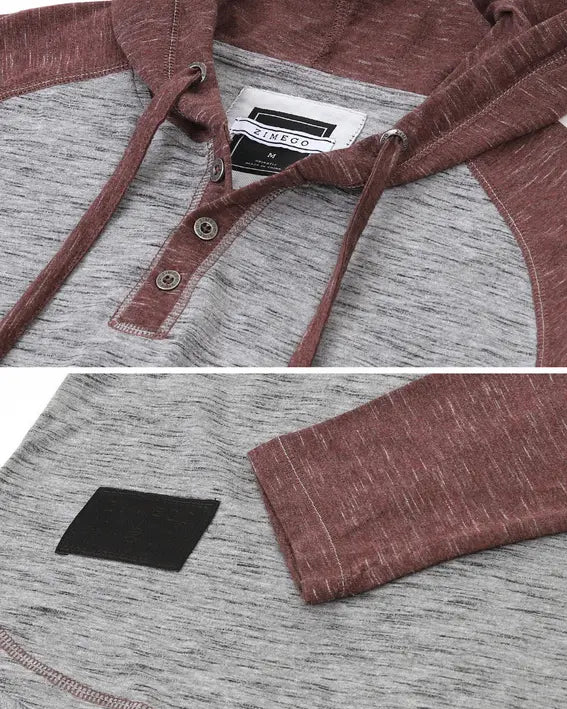 ZIMEGO Men's Hoodie Pullover Sweatshirt Long Sleeve Athletic Casual Active Hip Hop Button Raglan Henley Shirt Hooded Top Zimego Apparel