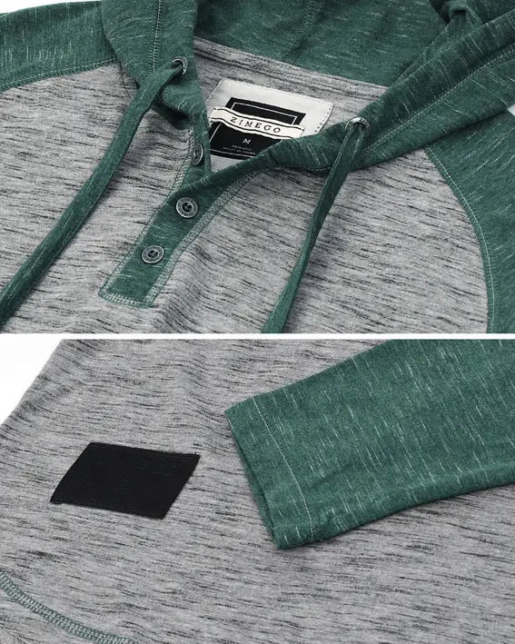 ZIMEGO Men's Hoodie Pullover Sweatshirt Long Sleeve Athletic Casual Active Hip Hop Button Raglan Henley Shirt Hooded Top Zimego Apparel