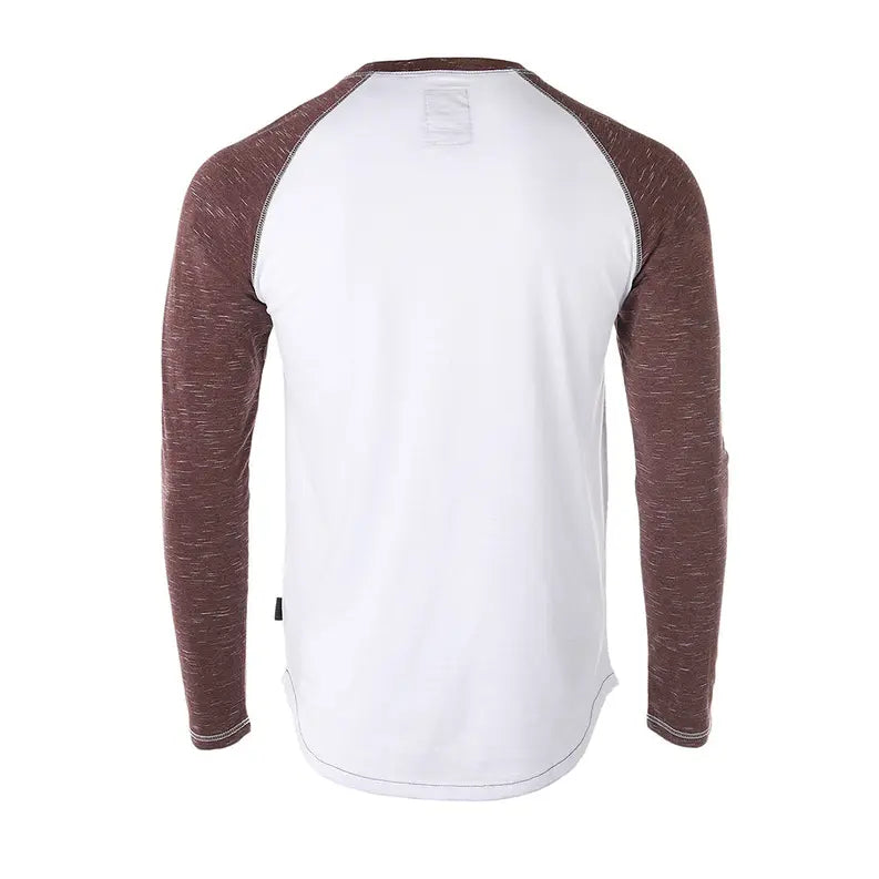 ZIMEGO Men's Long Sleeve Athletic Stripes Arm Contrast Raglan Henley Zimego Apparel