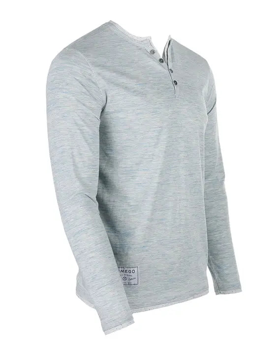 ZIMEGO Men's Long Sleeve Double Layered Y-Neck Fashion Henley Zimego Apparel