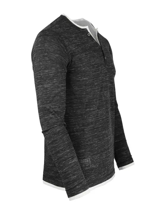 ZIMEGO Men's Long Sleeve Double Layered Y-Neck Fashion Henley Zimego Apparel