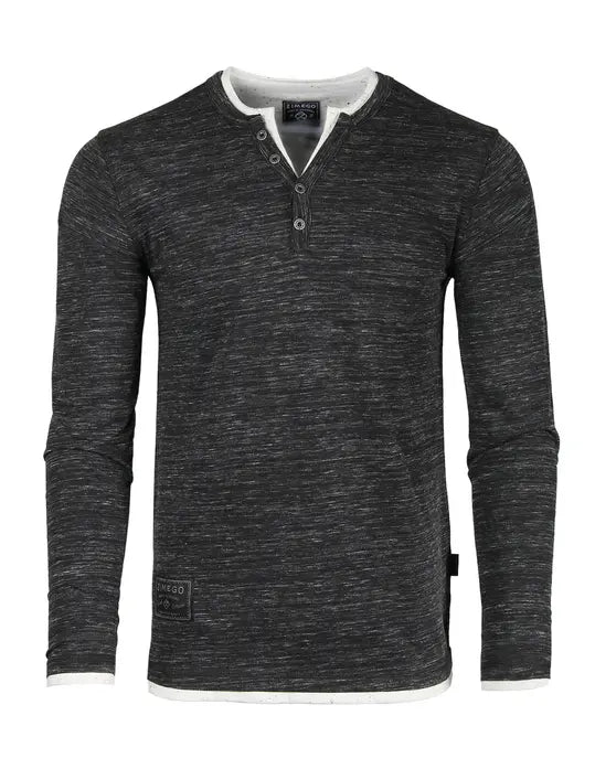 ZIMEGO Men's Long Sleeve Double Layered Y-Neck Fashion Henley Zimego Apparel