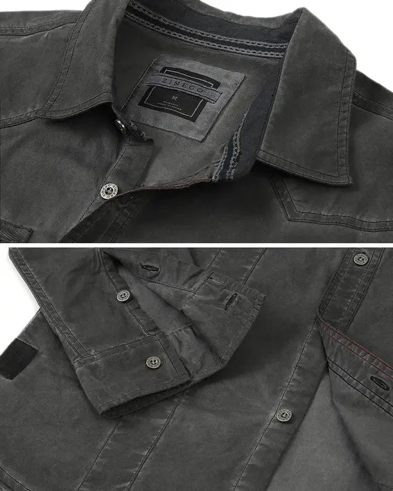 ZIMEGO Men's Stretch Flex Slim Color Washed Vintage Rugged Fashion Button Shirts Zimego Apparel