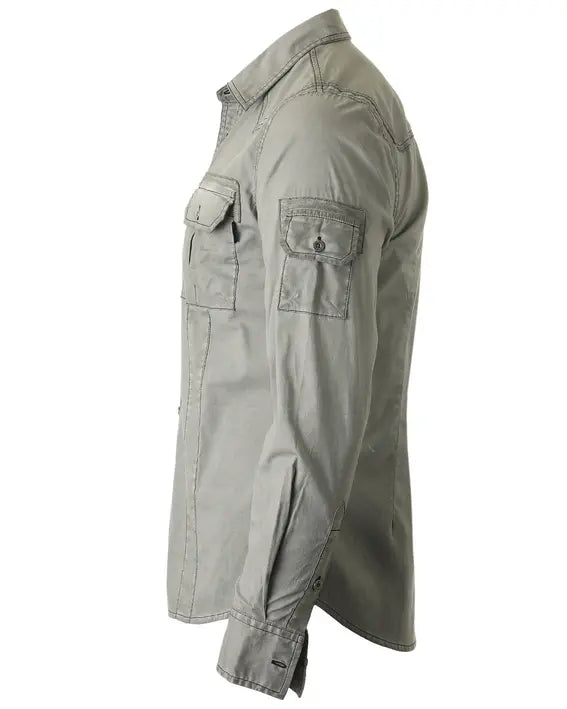 ZIMEGO Men's Stretch Flex Slim Color Washed Vintage Rugged Fashion Button Shirts Zimego Apparel