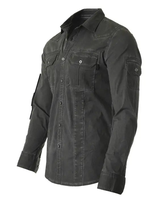 ZIMEGO Men's Stretch Flex Slim Color Washed Vintage Rugged Fashion Button Shirts Zimego Apparel