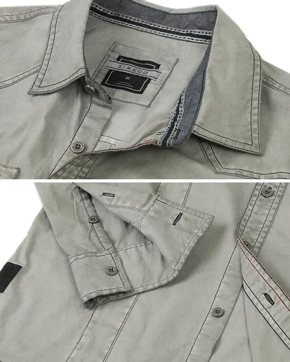 ZIMEGO Men's Stretch Flex Slim Color Washed Vintage Rugged Fashion Button Shirts Zimego Apparel
