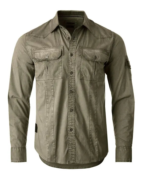 ZIMEGO Men's Stretch Flex Slim Color Washed Vintage Rugged Fashion Button Shirts Zimego Apparel