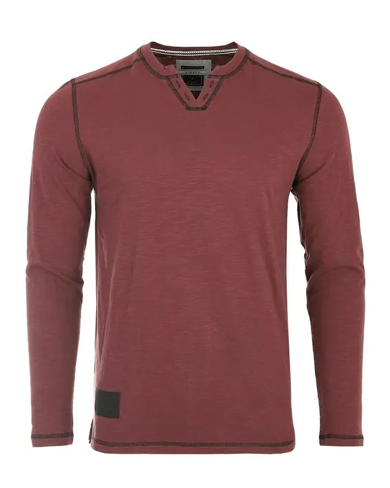 ZIMEGO Men's Vintage Long Sleeve Notch V-Neck Henley Casual Shirt Zimego Apparel