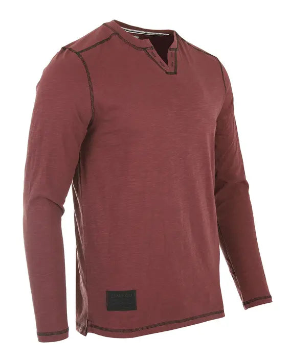 ZIMEGO Men's Vintage Long Sleeve Notch V-Neck Henley Casual Shirt Zimego Apparel