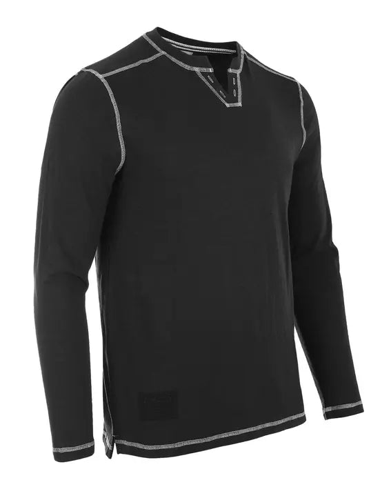 ZIMEGO Men's Vintage Long Sleeve Notch V-Neck Henley Casual Shirt Zimego Apparel