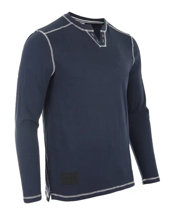 ZIMEGO Men's Vintage Long Sleeve Notch V-Neck Henley Casual Shirt Zimego Apparel