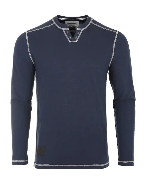 ZIMEGO Men's Vintage Long Sleeve Notch V-Neck Henley Casual Shirt Zimego Apparel