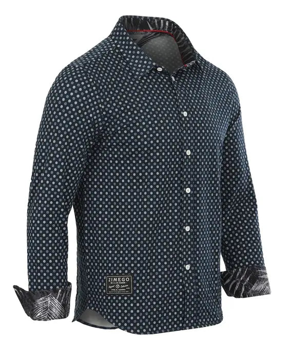 ZIMEGO Mens Holiday Hawaiian Long Sleeve Stretch Casual Aloha Button Down Shirt Zimego Apparel
