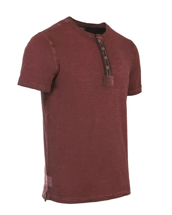 ZIMEGO Mens Short Sleeve Crew Neck Oil Wash Vintage Button Henley T-Shirt Zimego Apparel