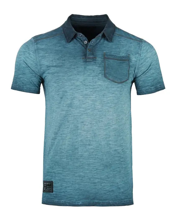 ZIMEGO Mens Short Sleeve Oil Wash Vintage Button Henley Pocket Polo T-Shirt Zimego Apparel