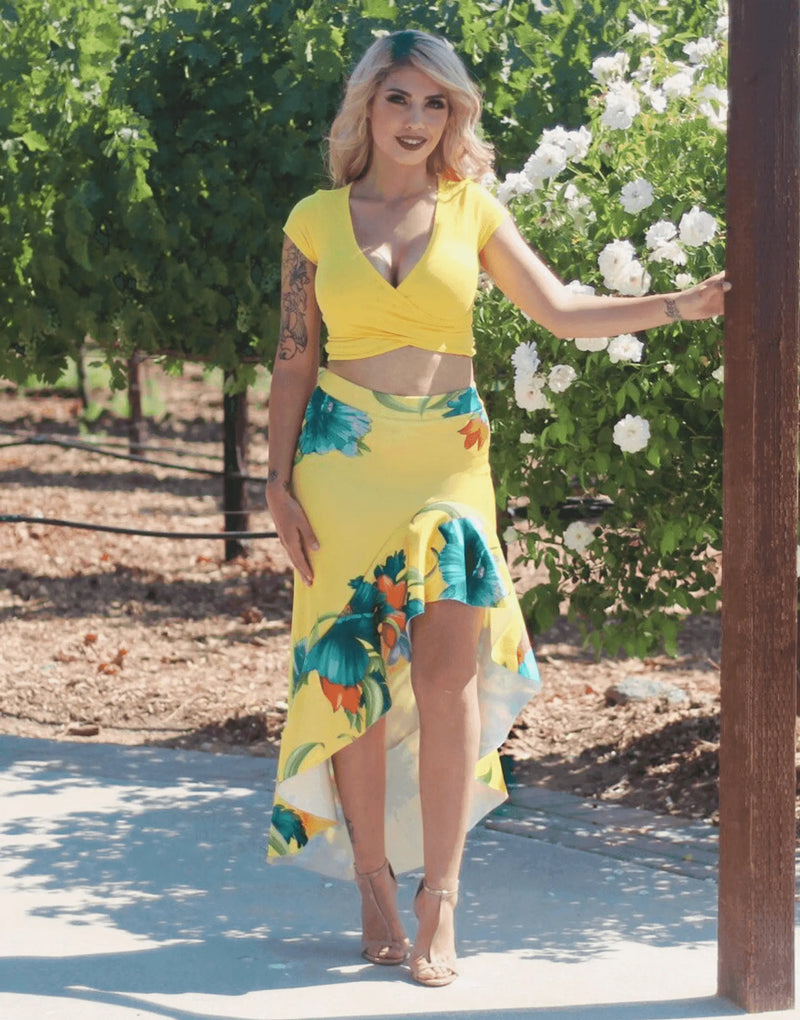 Zemirah Criss Cross Cropped Top Yellow SurelyMine