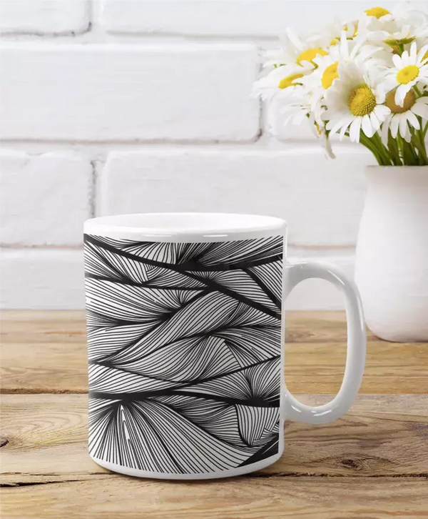 Zen Lines Coffee Mug Black Cat Bazaar