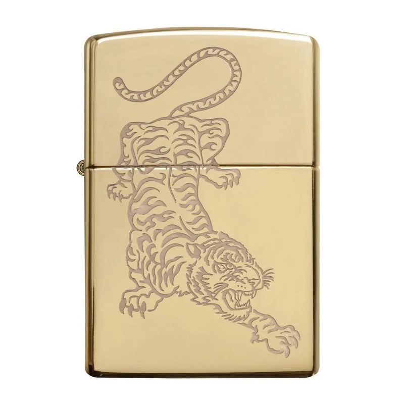 Zippo Windproof Lighter - Tiger Design Gold Zippo