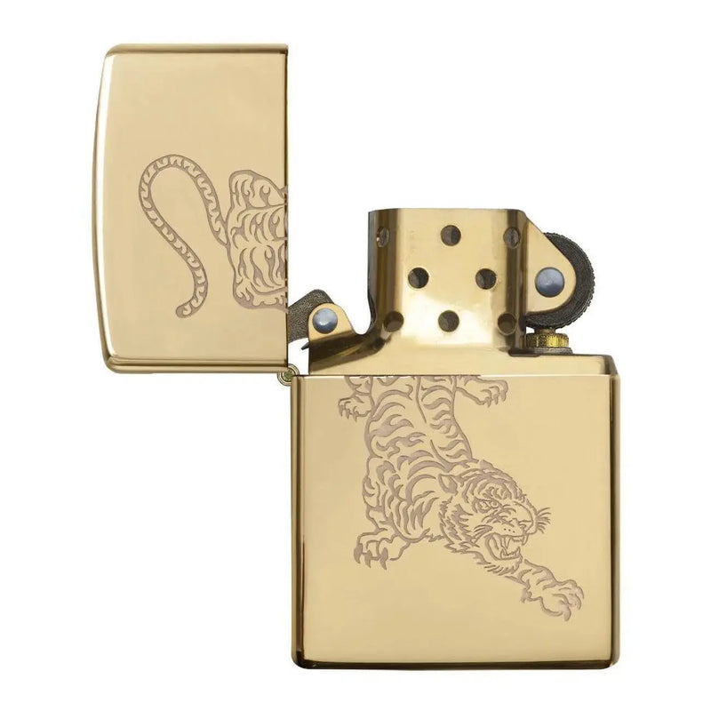 Zippo Windproof Lighter - Tiger Design Gold Zippo