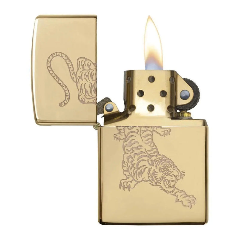 Zippo Windproof Lighter - Tiger Design Gold Zippo
