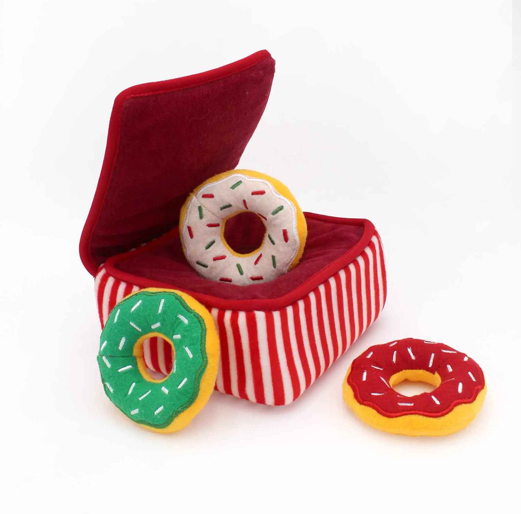 ZippyPaws Holiday Burrow™ Donutz Box Plush Dog Toy ZippyPaws