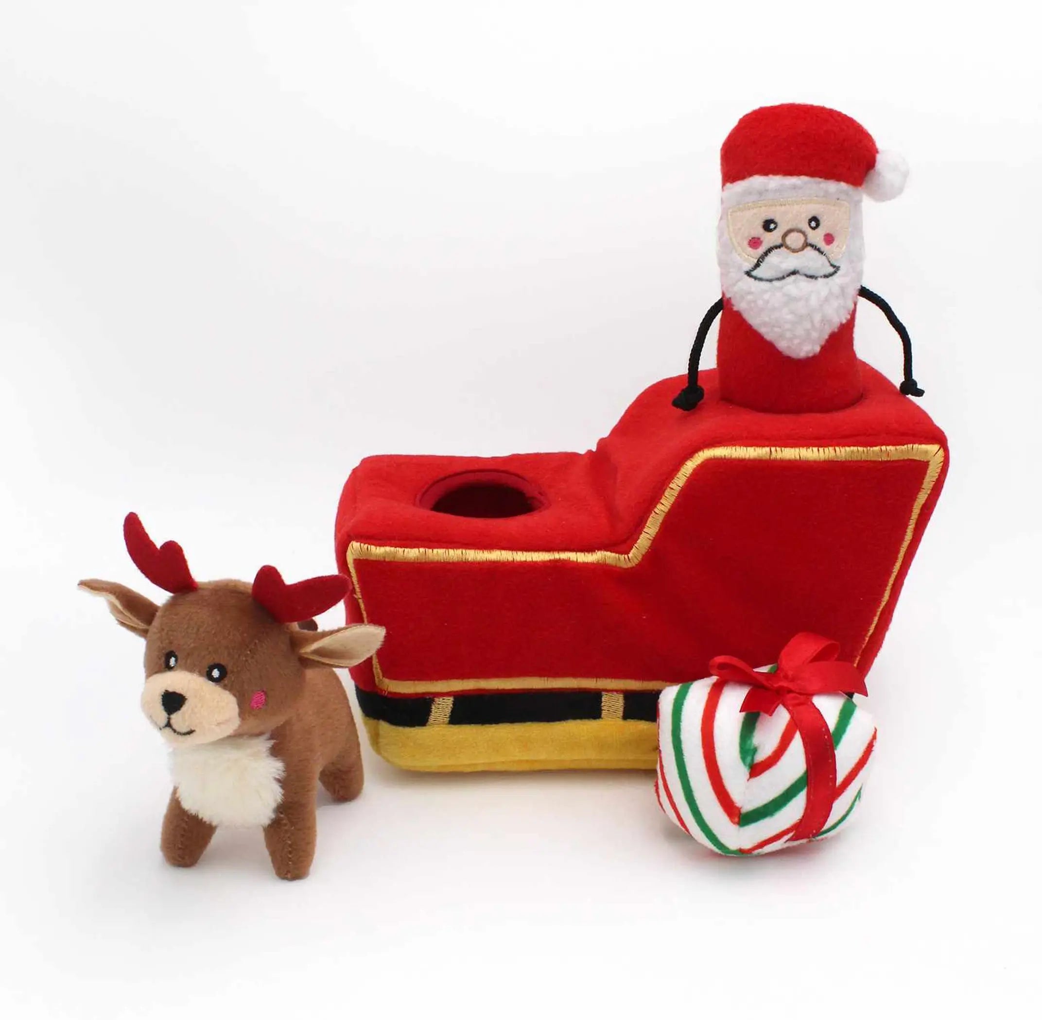 ZippyPaws Holiday Burrow™ Santa's Sleigh Plush Dog Toy ZippyPaws