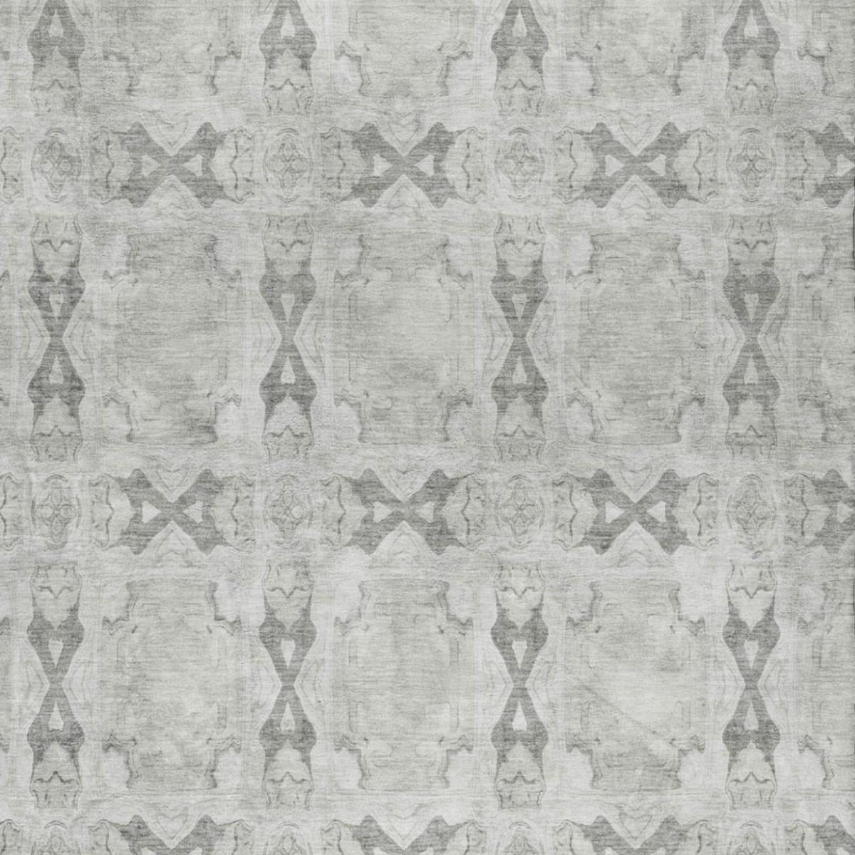 5' X 8' Ivory And Gray Geometric Shag Washable Area Rug With UV Protection - Home & Garden