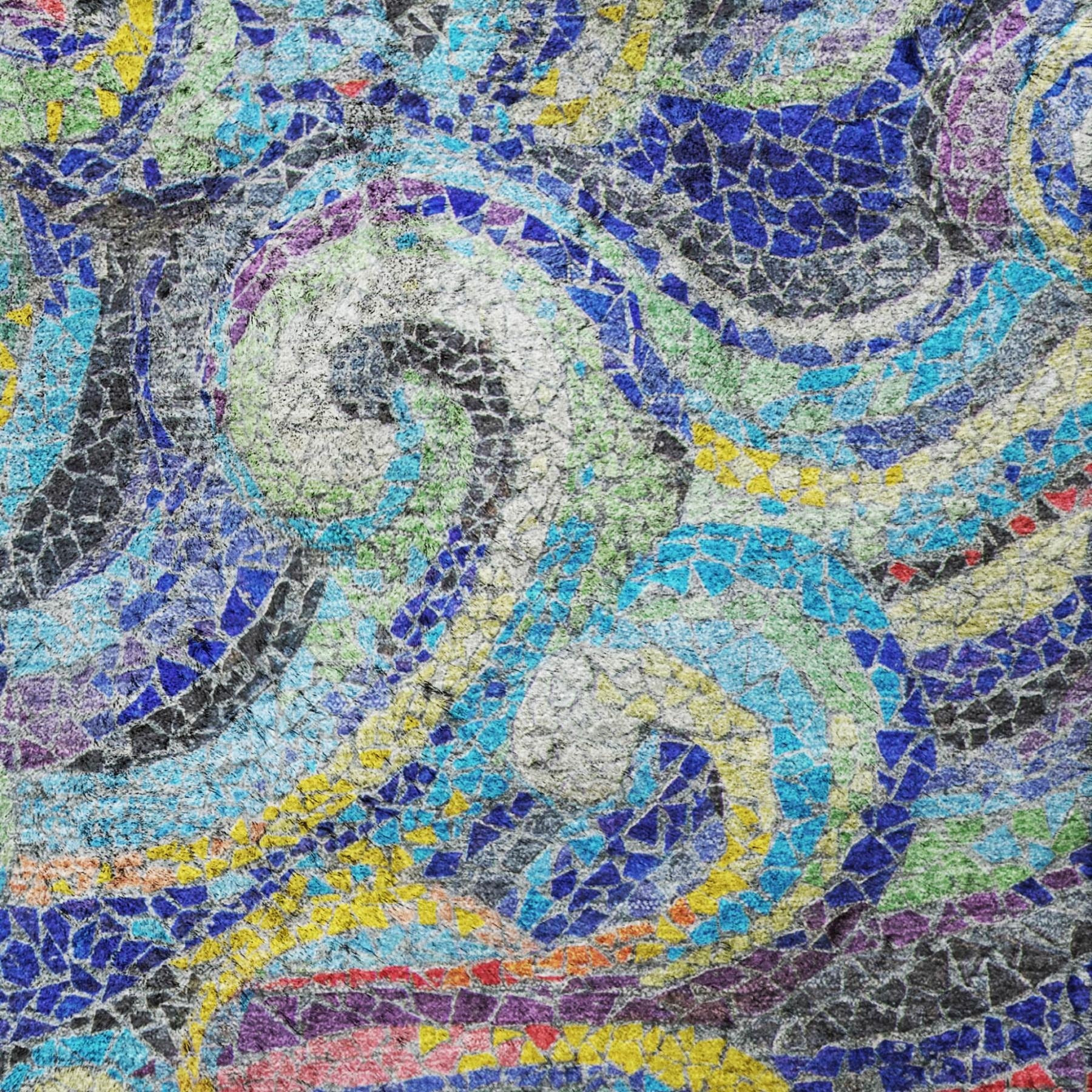 5' X 8' Blue And Red Abstract Shag Washable Area Rug With UV Protection - Home & Garden