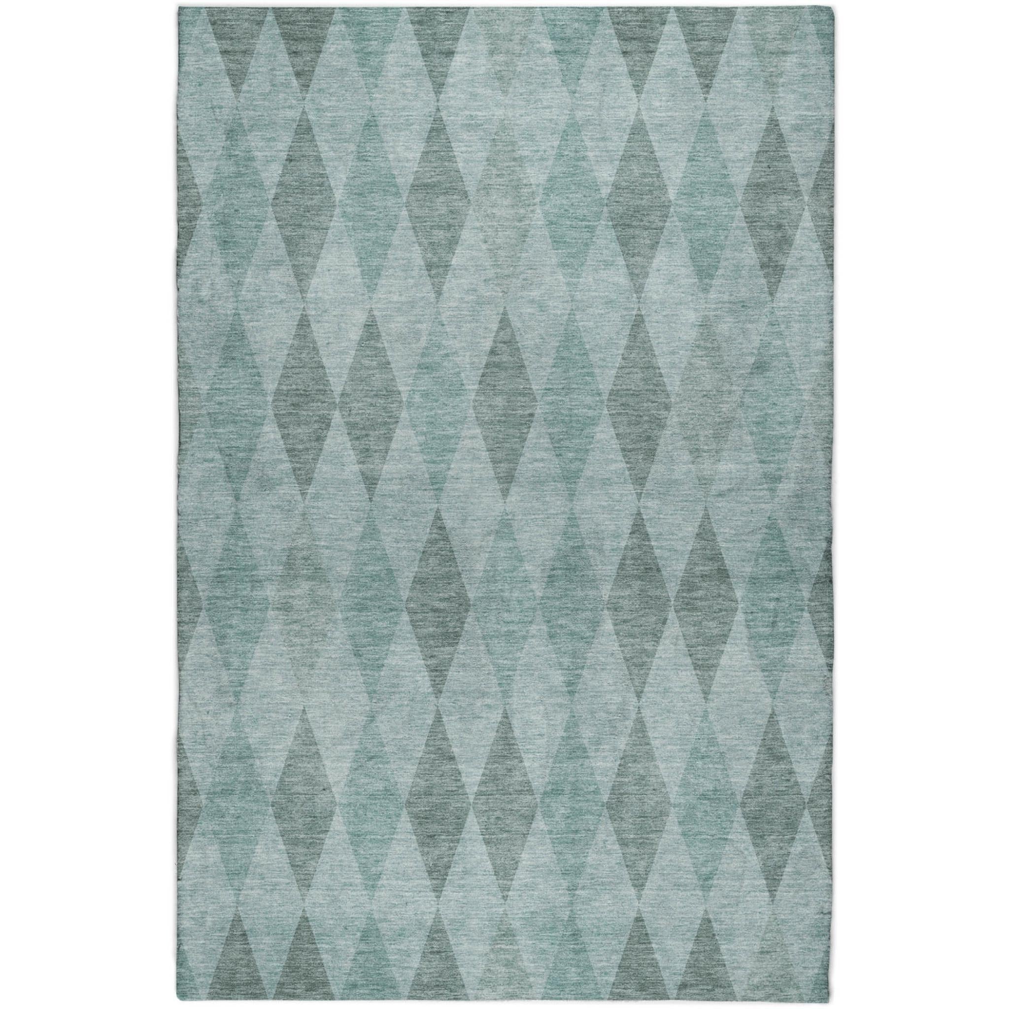 10' X 14' Teal And Gray Geometric Shag Washable Area Rug With UV Protection - Home & Garden