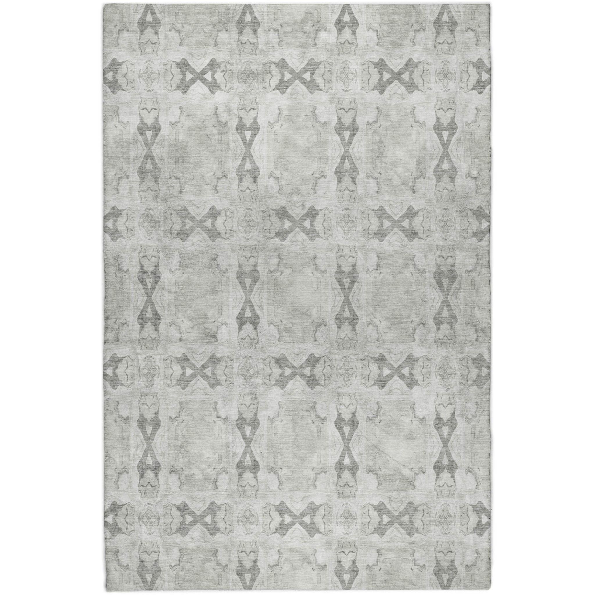 5' X 8' Ivory And Gray Geometric Shag Washable Area Rug With UV Protection - Home & Garden