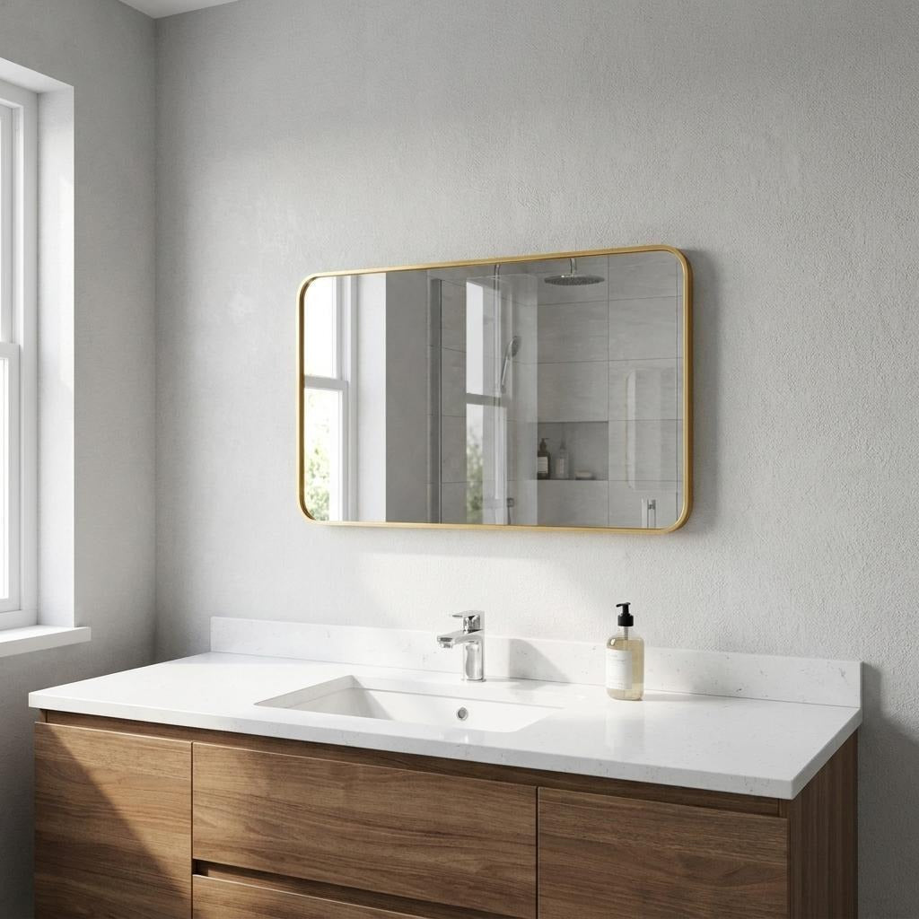 36" Gold Aluminum Framed Bathroom Vanity Mirror - Bed & Bath