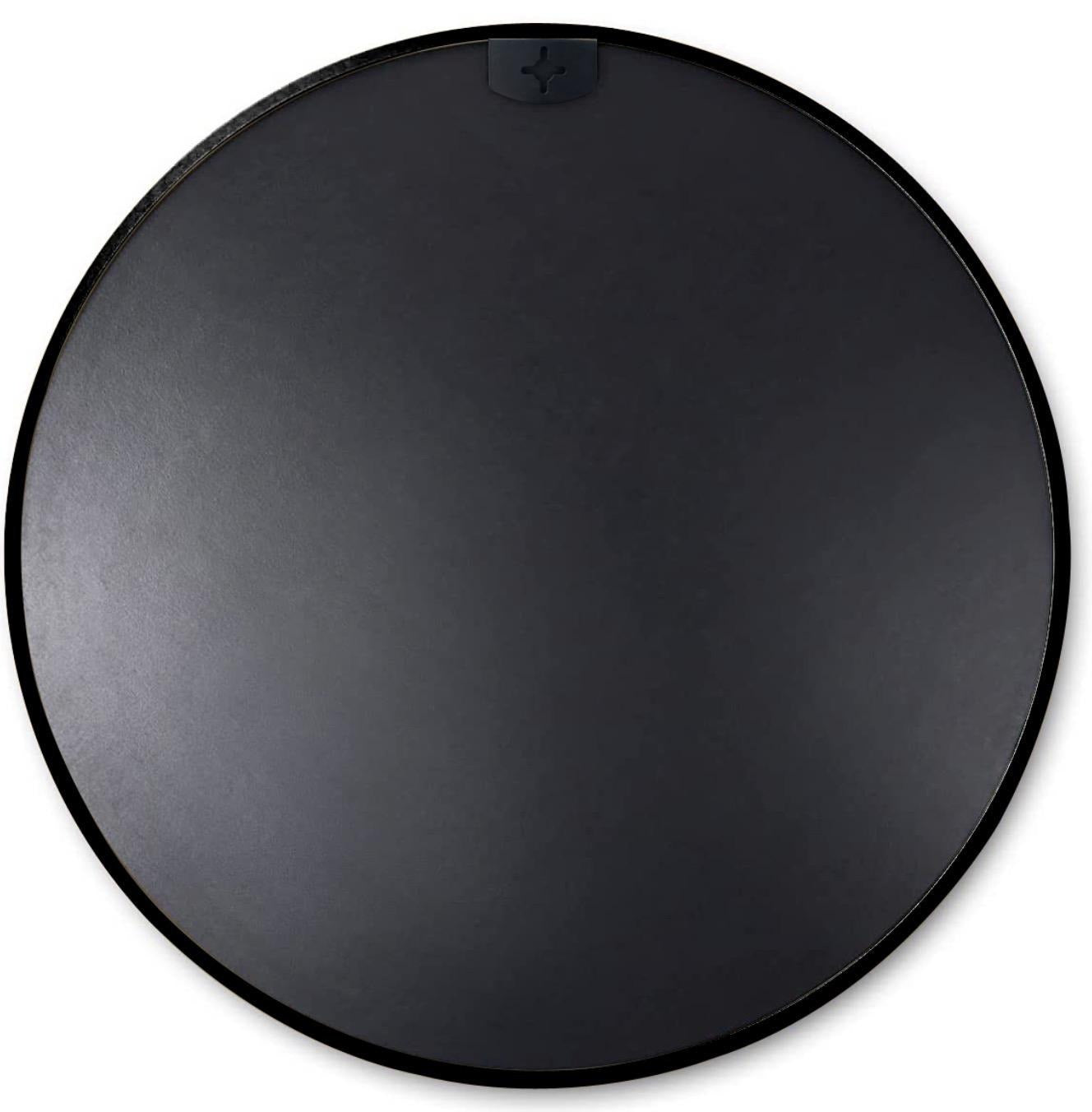 32" Black Aluminum Round Framed Bathroom Vanity Mirror - Bed & Bath