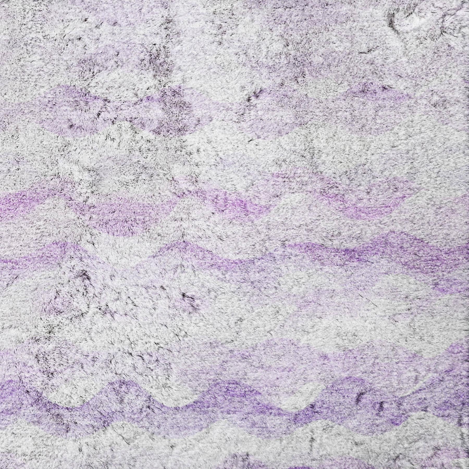 5' X 8' Purple And Violet Striped Shag Washable Area Rug With UV Protection - Home & Garden