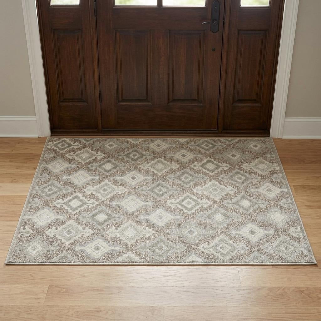 3' X 5' Beige And Gray Oriental Area Rug - Home & Garden