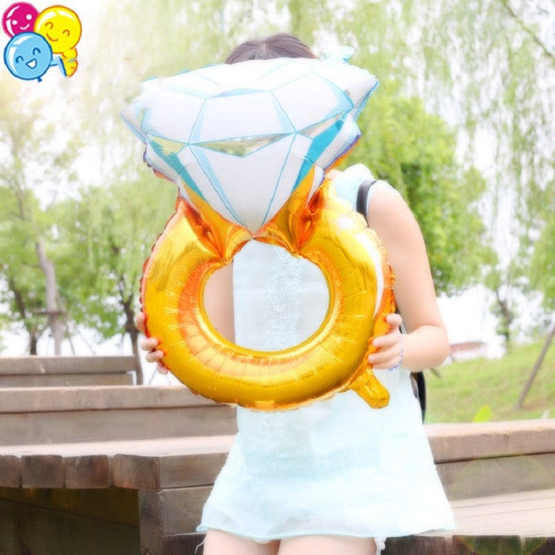 Large Diamond Ring Aluminum Foil Balloon Wedding Decoration Valentine's Day Decoration Proposal Diamond Slogan Aluminum Globos