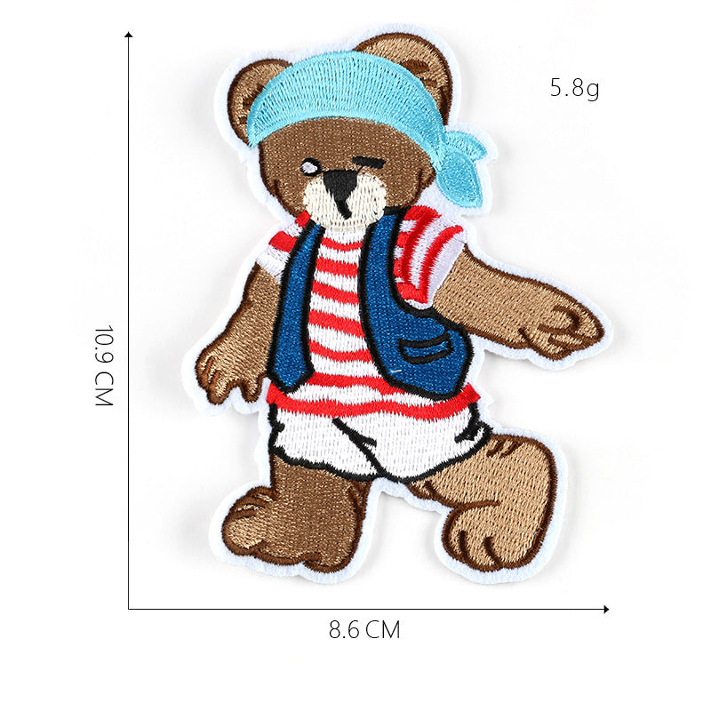 Embroidered patch cartoon animal bear flower DIY children's clothing accessories sewing ironing patch stickers jewelry patch 8