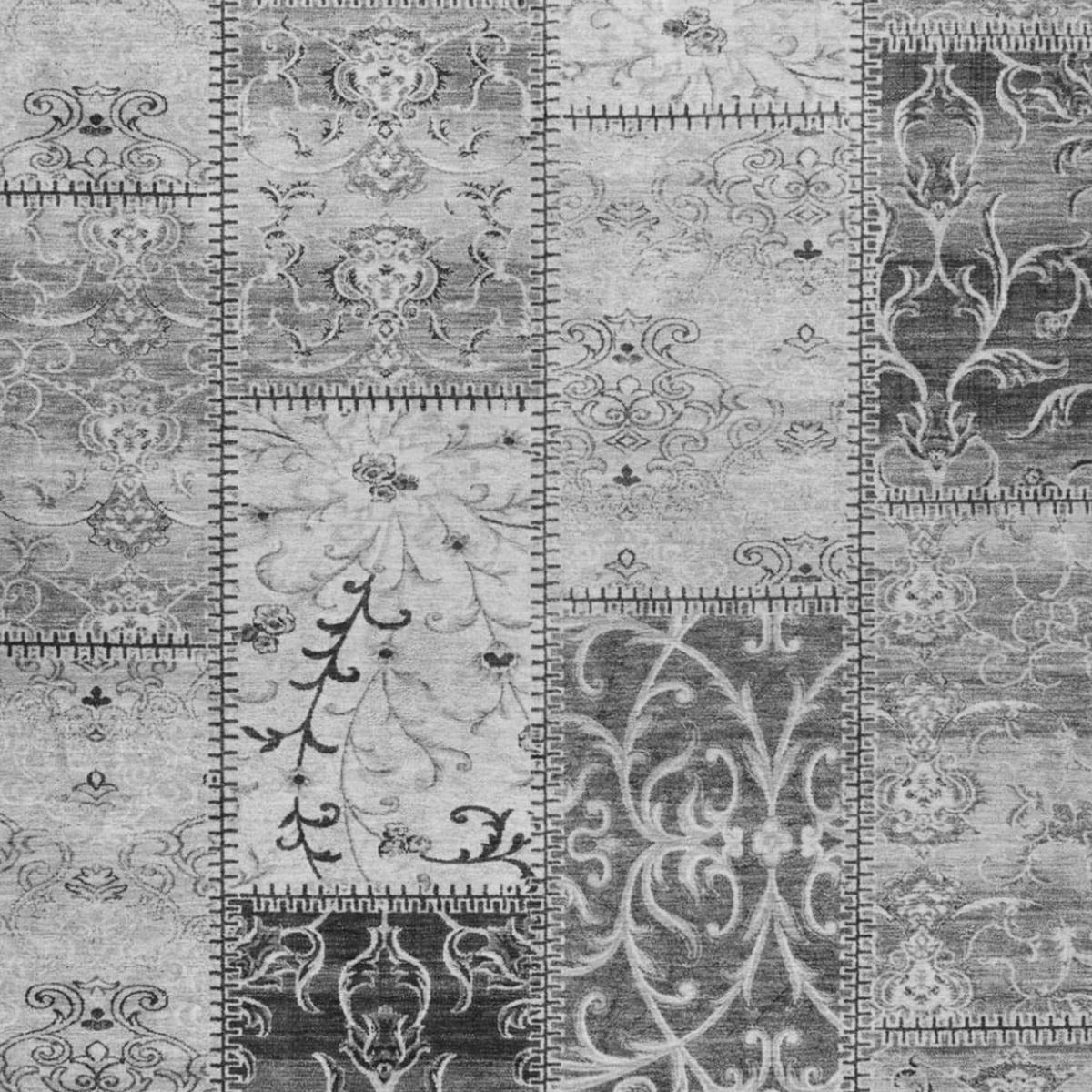 10' X 14' Gray And Silver Floral Shag Washable Area Rug With UV Protection - Home & Garden