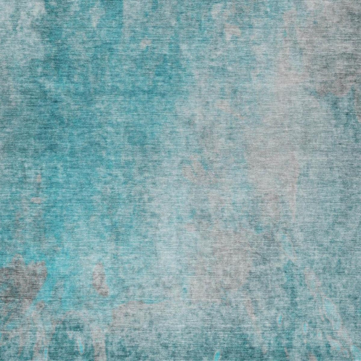 10' X 14' Teal And Gray Abstract Shag Washable Area Rug With UV Protection - Home & Garden
